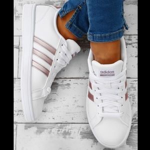 Adidas White and Rose Gold Sneakers
